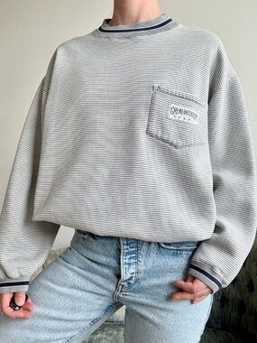 Vintage GAP striped sweatshirt gray oversized classic crewneck medium preppy